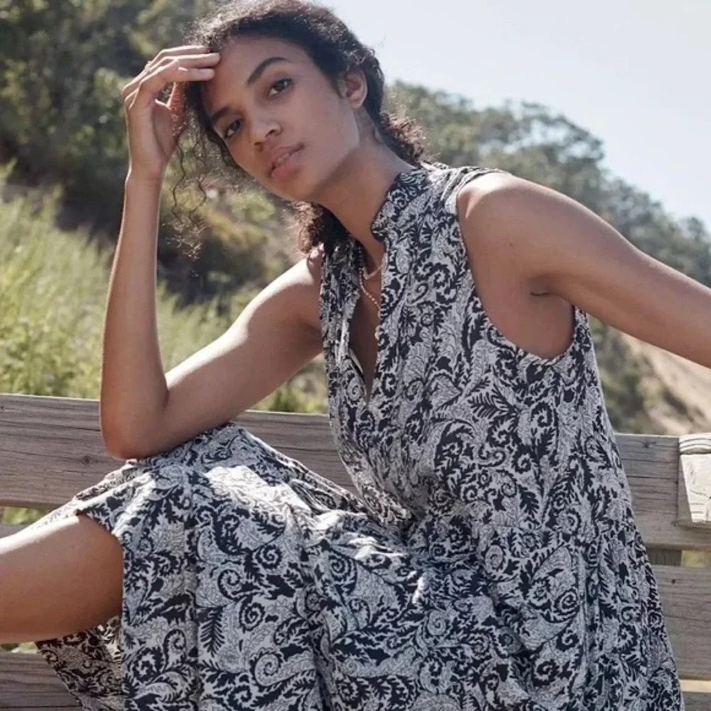 Maeve by Anthropologie Marya Tiered Boho Floral Paisley Lightweight Maxi Dress